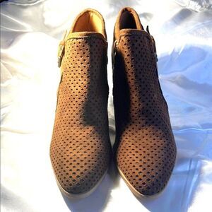Amanda Blu Brown Ankle Boots with Perforated Design - Size 8